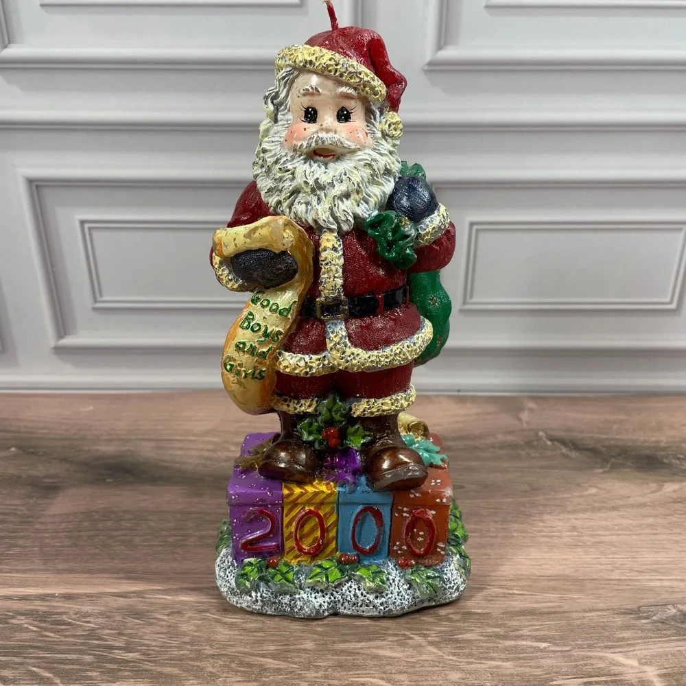 Vintage‎ Christopher Radko Santa Claus Year 2000 Figural Candle Red White 8 Inch